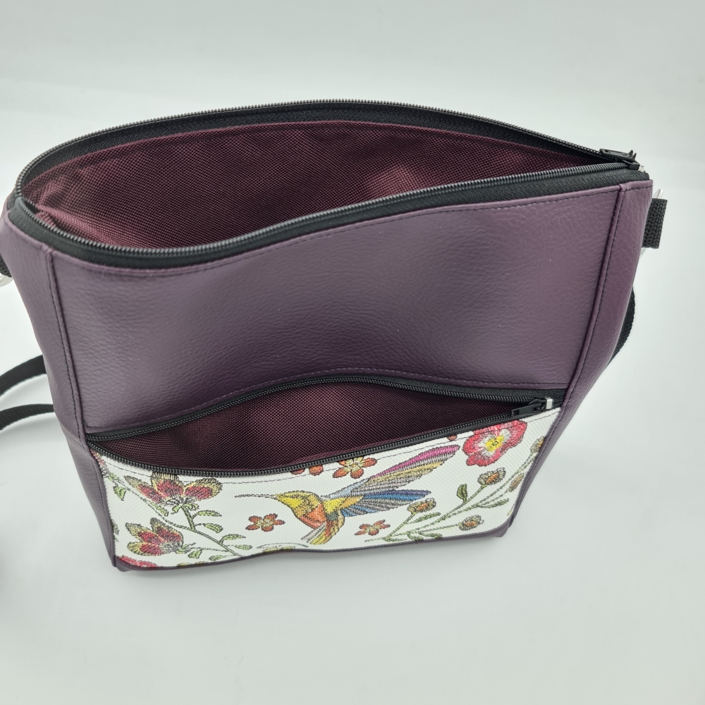 Gassitasche / Cross Bag / Hip Bag, Kolibris Aubergine